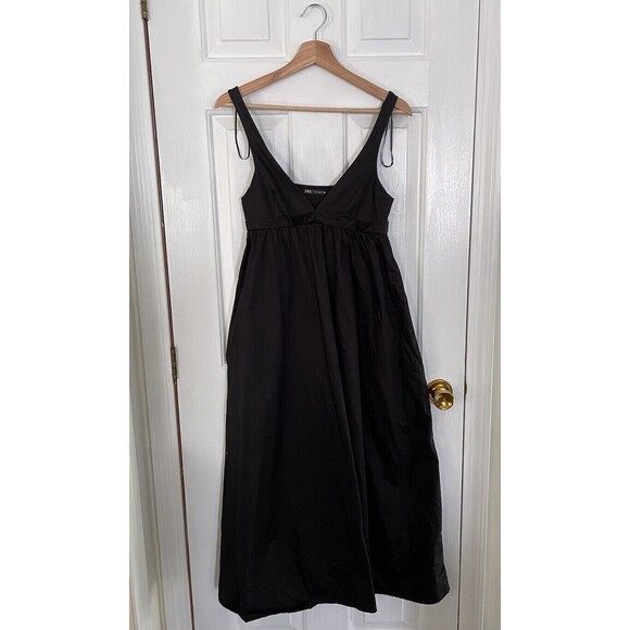 Zara Poplin Maxi Dress 100% Cotton Sz S Wedding Guest - Picture 6 of 11